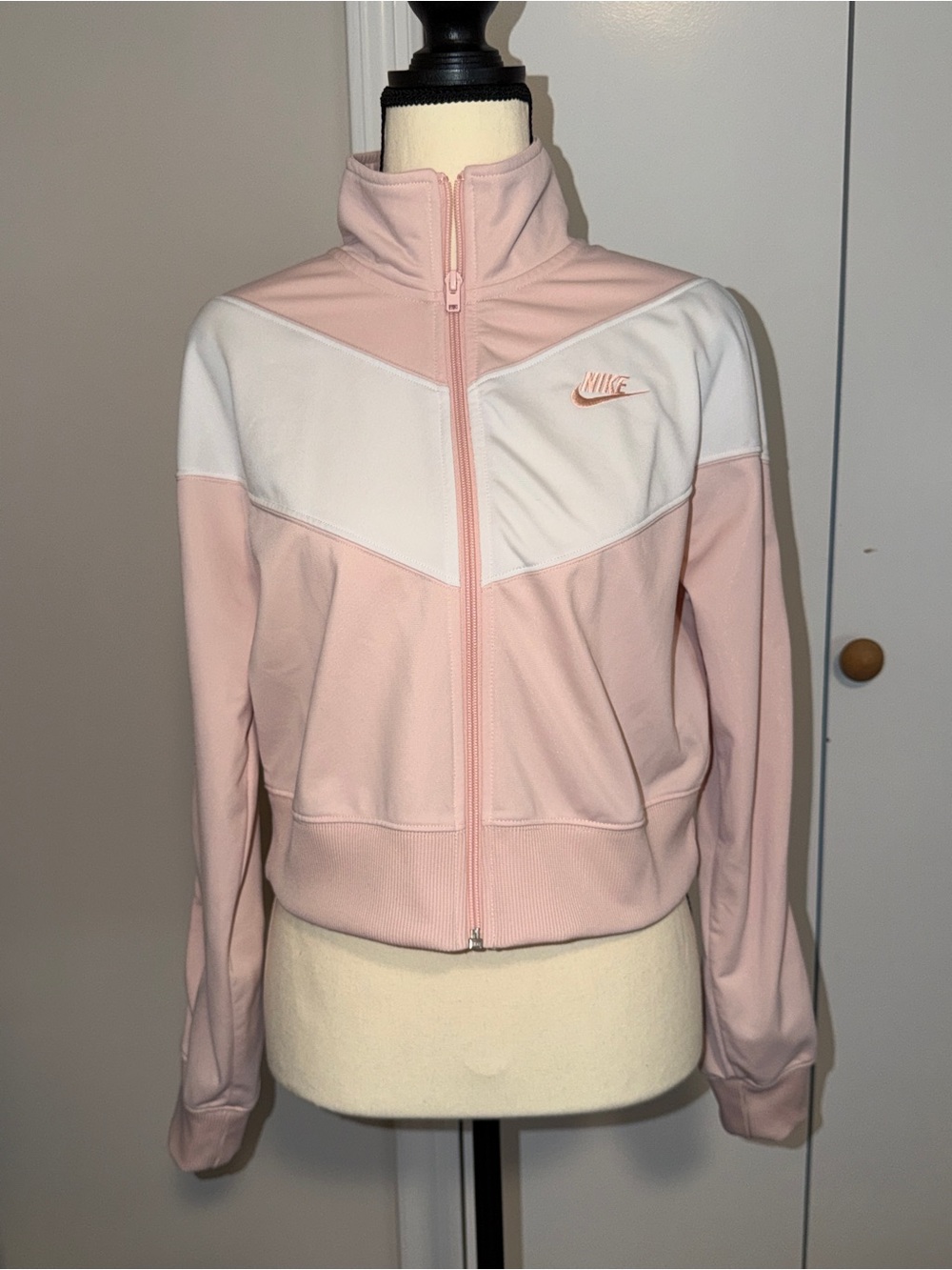 Nike Women's Pink and White Track Jacket